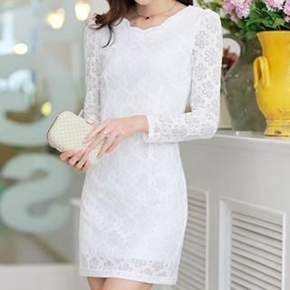 Rocho Long Sleeves Lace Panel Bodycon Dress