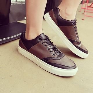 JUN.LEE Faux-Leather Lace-up Sneakers
