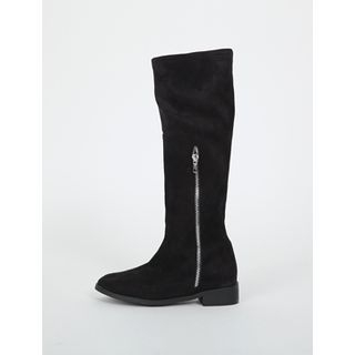 FROMBEGINNING Zip-Up Faux-Suede Tall Boots