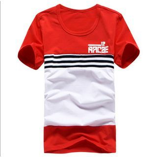 Danjieshi Short-Sleeve Striped Lettering T-Shirt