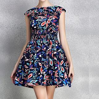 Ozipan Sleeveless Printed A-Line Dress