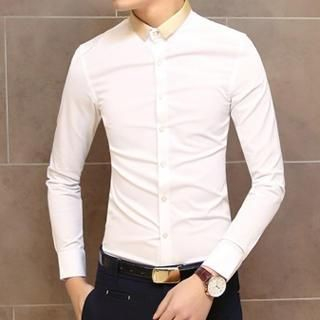 Besto Contrast Collar Long-Sleeve Shirt