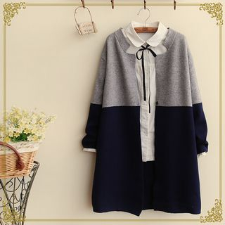 Fairyland Two Tone Open Front Long Sweater