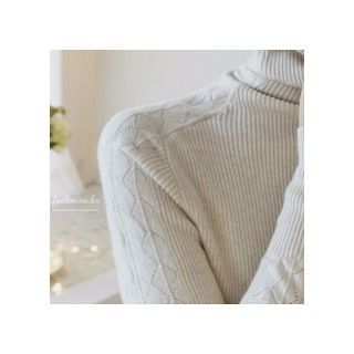 LEELIN Button-Detail Wool Blend Rib-Knit Top