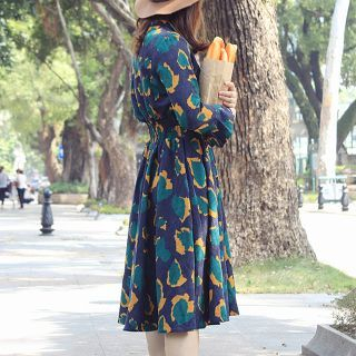 Eva Fashion Long-Sleeve Leopard Midi Dress