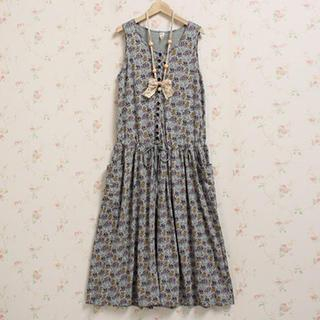 Blue Hat Sleeveless Printed Dress