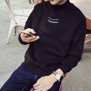 JUN.LEE Stand Collar Lettering Pullover