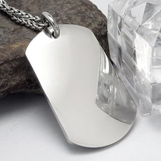 Andante Stainless Steel Mirrored Tag Necklace