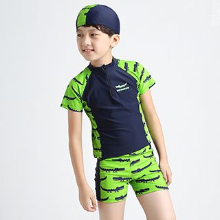 Aqua Wave Kids Set : Raglan Rashguard + Swim Shorts + Swim Hat
