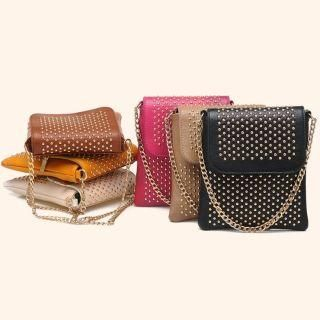 BeiBaoBao Chain-Accent Studded Cross Bag