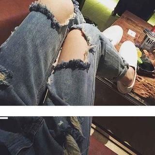 MATO Cutout Washed Jeans