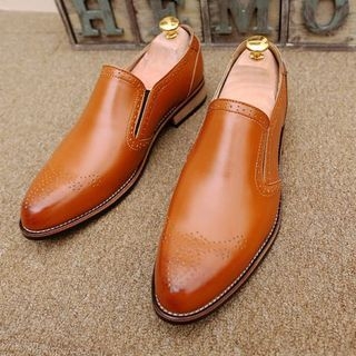 Preppy Boys Genuine Leather Perforated Loafers
