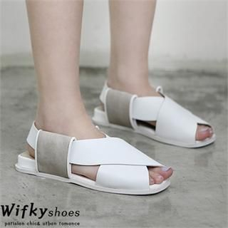 Wifky Faux-Leather Cross-Strap Sandals