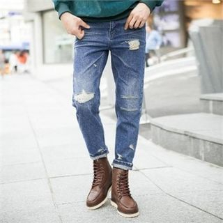 TOMONARI Distressed Baggy-Fit Jeans
