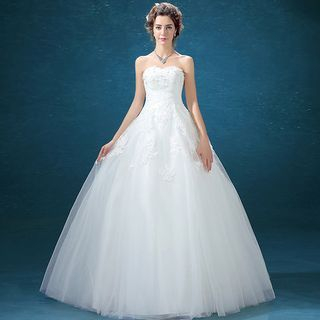 Loree Strapless Lace A Line Wedding Dress