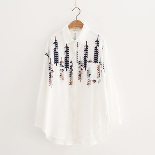 Piko Embroidered Linen-blend Blouse