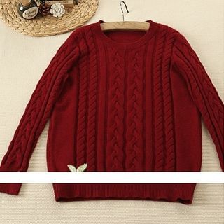 Mellow Fellow Plain Cable-Knit Sweater