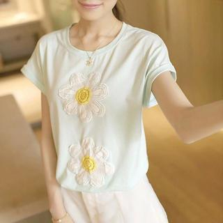 Soft Luxe Embroidered Floral Short Sleeve T-shirt