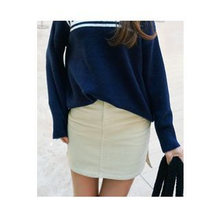 Bongjashop Slit-Side Corduroy Mini Skirt