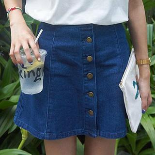 Fashion Street Button-Detail Denim Skirt