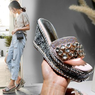 Rhinestone | Sandal | Wedge | Slide