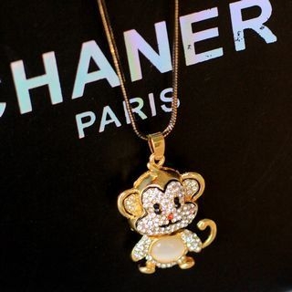 Seoul Young Rhinestone Monkey Necklace