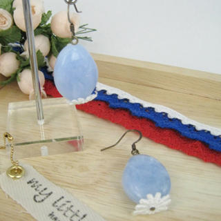 MyLittleThing Elegant Lace Bead Earrings(blue)