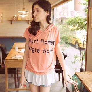 Tokyo Fashion Short-Sleeve Hooded Lettering Top