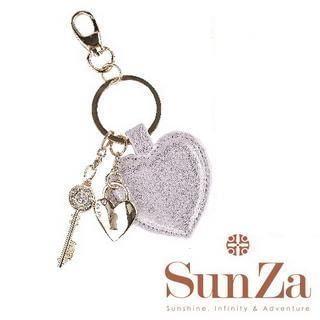 SunZa Genuine Leather Key Chain Silver - One Size