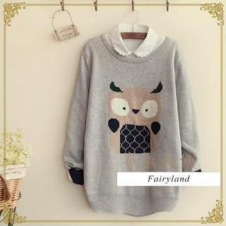 Fairyland Owl Print Sweater