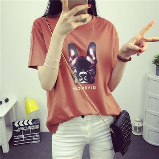 Century Girl Dog Printed Short-Sleeve T-shirt