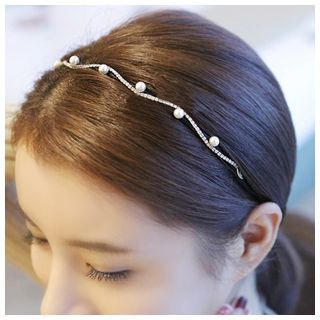 Cheermo Faux Pearl Rhinestone Hair Band