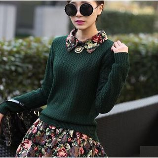 Weaverbird Inset Sweater Collared Floral Dress