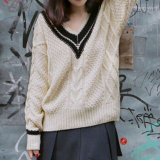Athena Jacquard V-Neck Sweater