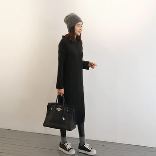 NANING9 Brushed-Fleece Midi T-Shirt Dress