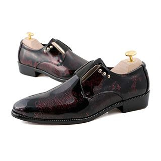 Preppy Boys Genuine-Leather Metal-Accent Printed Shoes