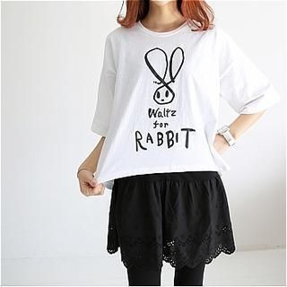 Showgle Rabbit Print Boxy T-Shirt