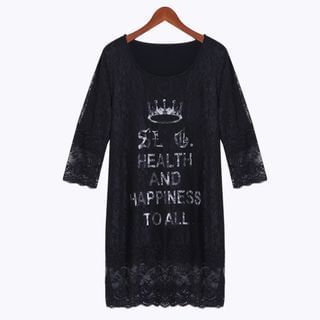 ISOL Lettering Lace Shift Dress