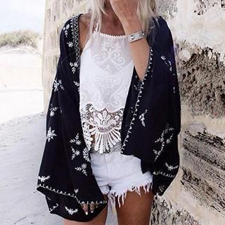 Amella Embroidered Paneled Cardigan