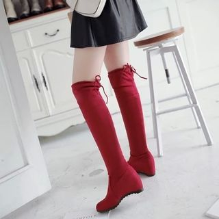 Pretty in Boots Hidden Wedge Elastic Over-the-knee Boots