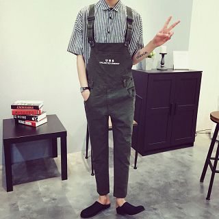 Mr. Cai Lettering Suspender Pants
