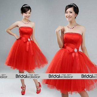 Bridal Workshop Strapless Bow-Accent Prom Dress