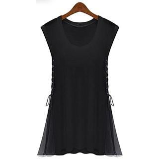 Eloqueen Lace-Up Side Sleeveless Top