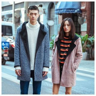 Simpair Color-Block Lepal Hooded Couple Coat