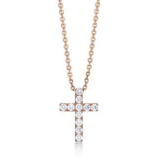 Kenny & co. 14K Rose Gold Plated with Cross Shaped Crystal Pendant Steel Steel Necklace Gold - One Size