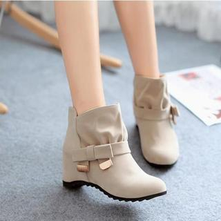 JY Shoes Bow Accent Hidden Wedge Boots