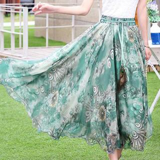 Romantica Tie-Waist Printed Midi Skirt