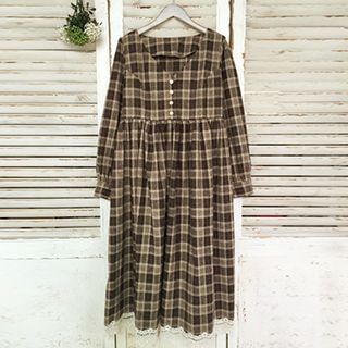 Tanaka Long-Sleeve Plaid Maxi Dress