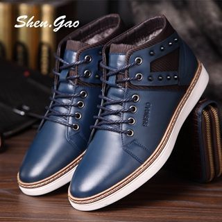 SHEN GAO Genuine-Leather Fleece-Lined Ankle Boots