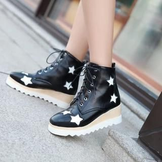 JY Shoes Platform Wedge Star Short Boots